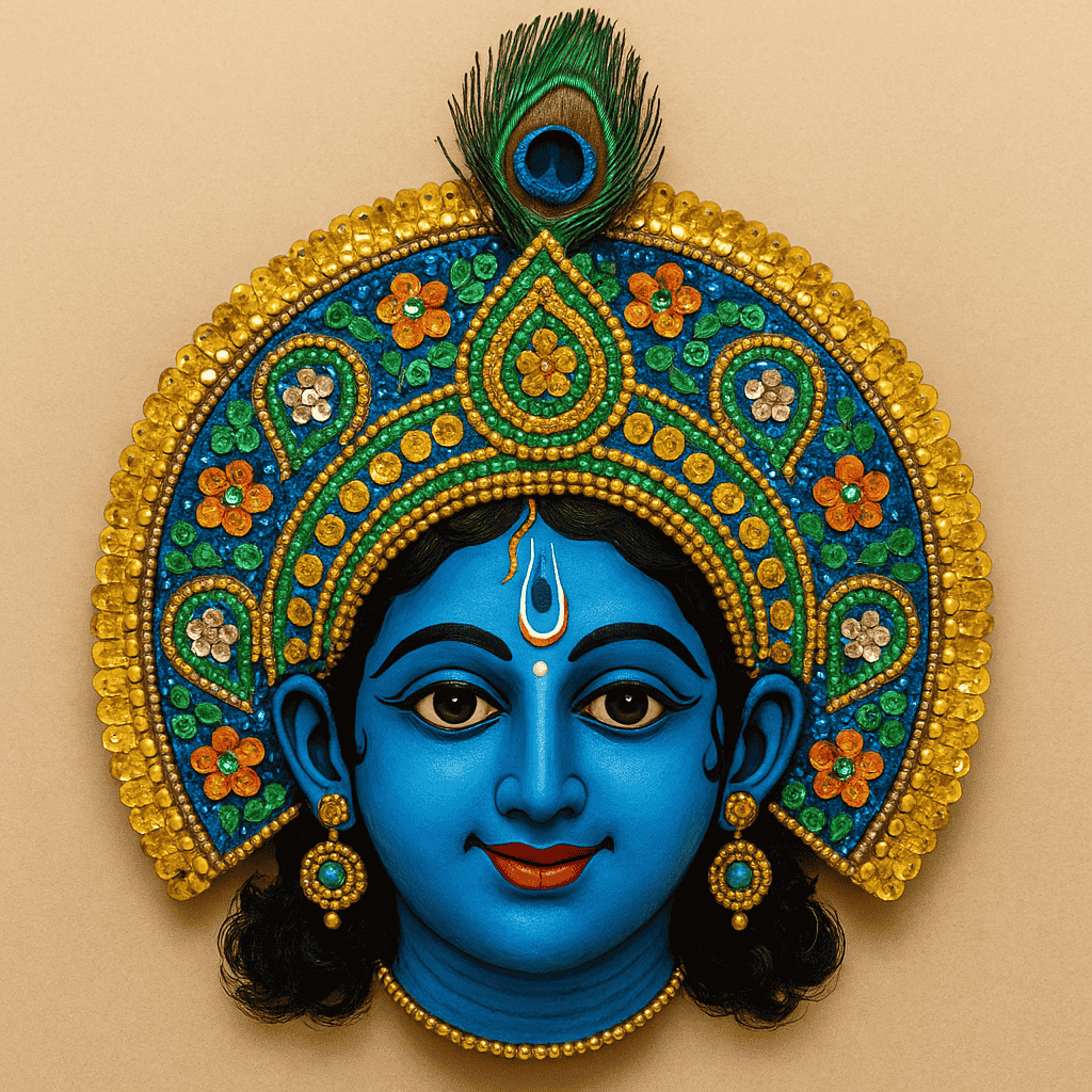 Vermilion guardian collectible mask form with matte painted surface